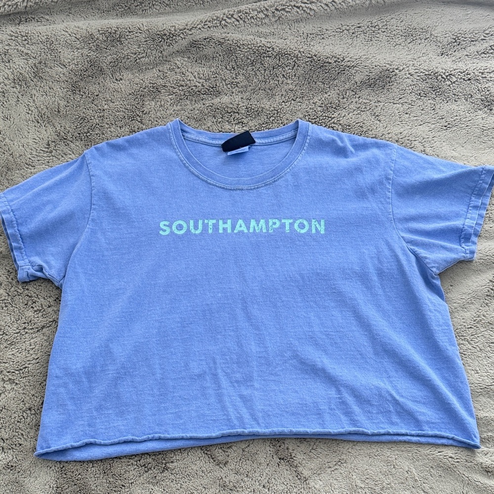 Blue Crop Top with 'Southampton' Print